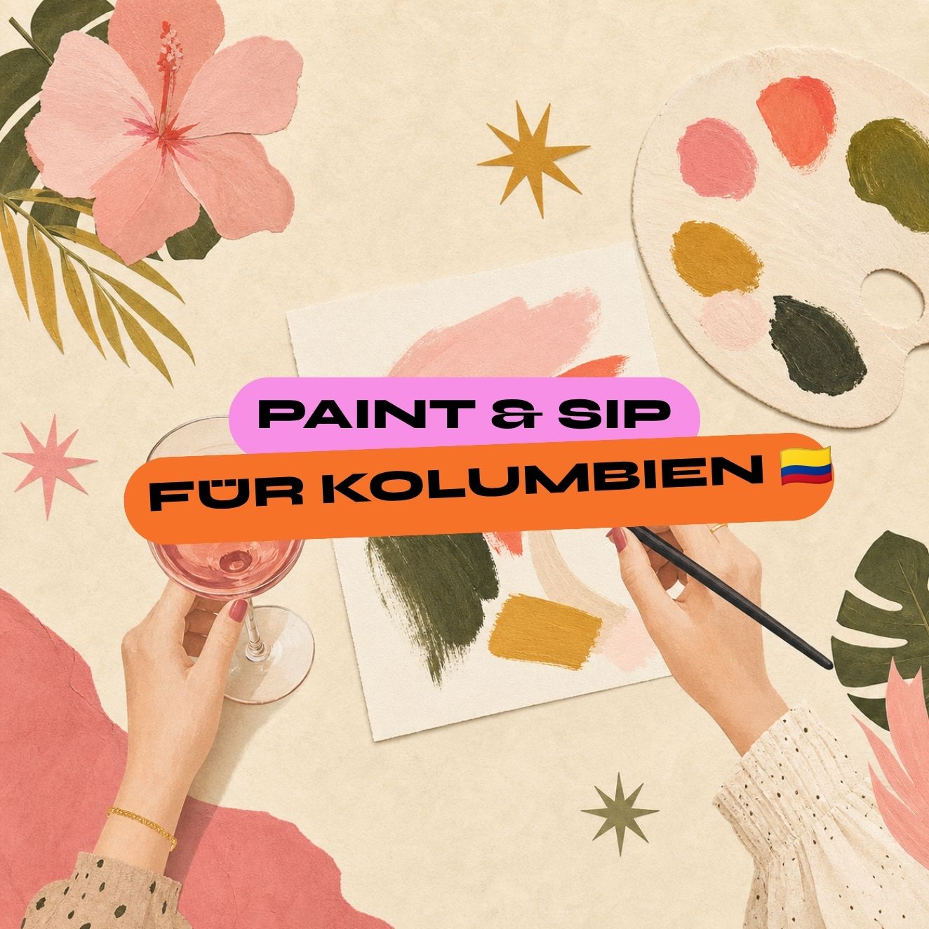 Mit Farbe helfen 🎨 Paint & Sip für Kolumbien 🇨🇴